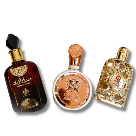 Set 3 Profumi | Sabah Al Ward 100 ml, Fakhar 100 ml, Royal Amber 100 ml