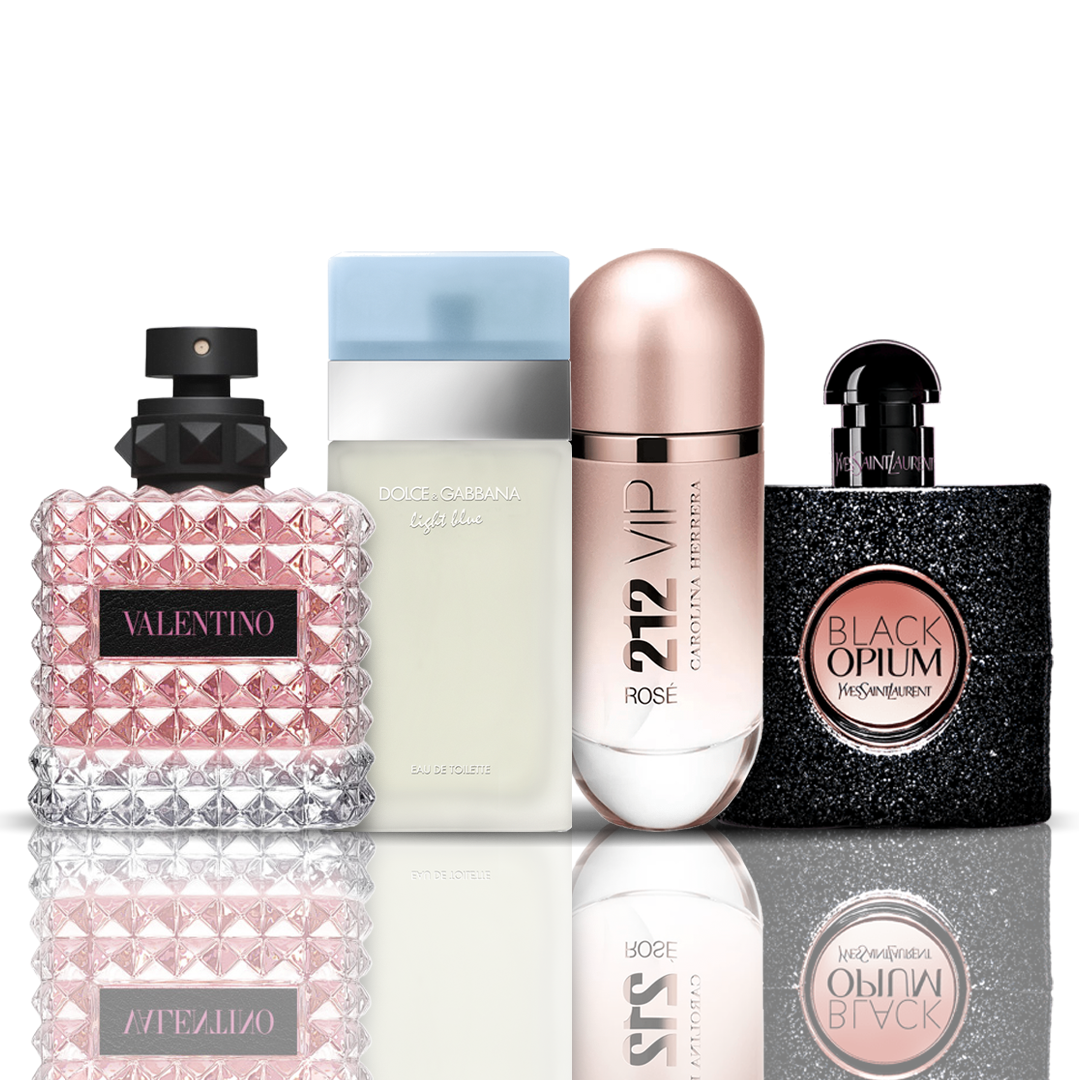 Set 4 Profumi | Valentino + Light Blue + 212 VIP Rose + Black Opium 100 ml